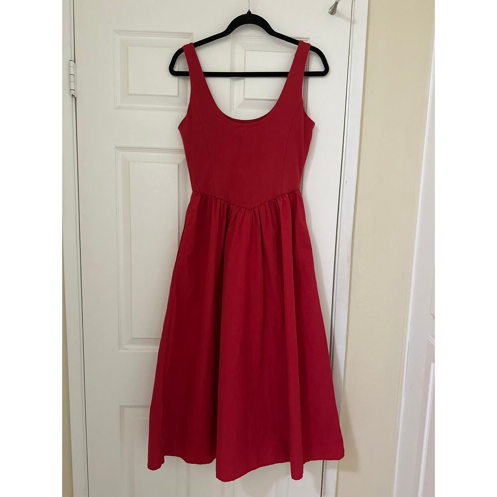NWT Nation LTD Sz M Fiona Drop Waist Midi Dress in Heartbeat Red $248 MSRP - Picture 7 of 10